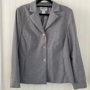 Pendleton Women’s‎ Grey Stretch 98% Wool Blazer Suit Jacket Three Buttons Size 8